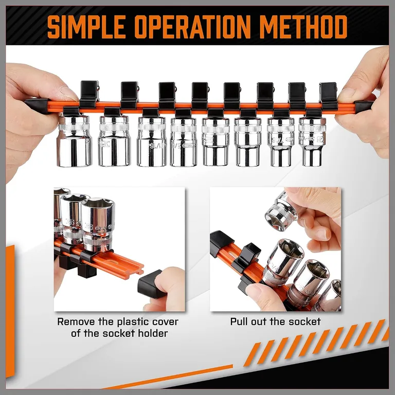 6-Piece Double-Sided Socket Organizer — group sockets by drive