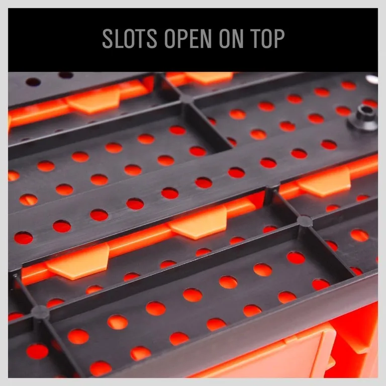 30-Bin Wall-Mounted Parts Rack — take the bin to the job