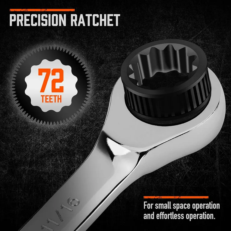 26-Piece Ratcheting Wrench Set — work with a shorter return movement