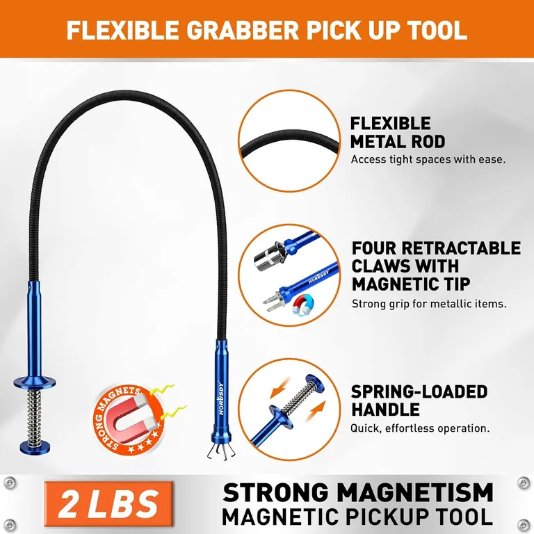 4-Piece Pickup & Inspection Tool Kit — choose magnet or claw